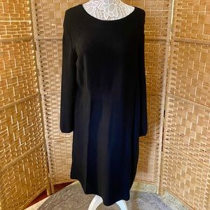 NWT J.Jill Diamond Stitched Sweater Dress Black Womens Large Long Sleeve Work